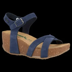 Bionatura Sandali Da Donna Con Zeppa Fregene Blu China - 24 Fregene
