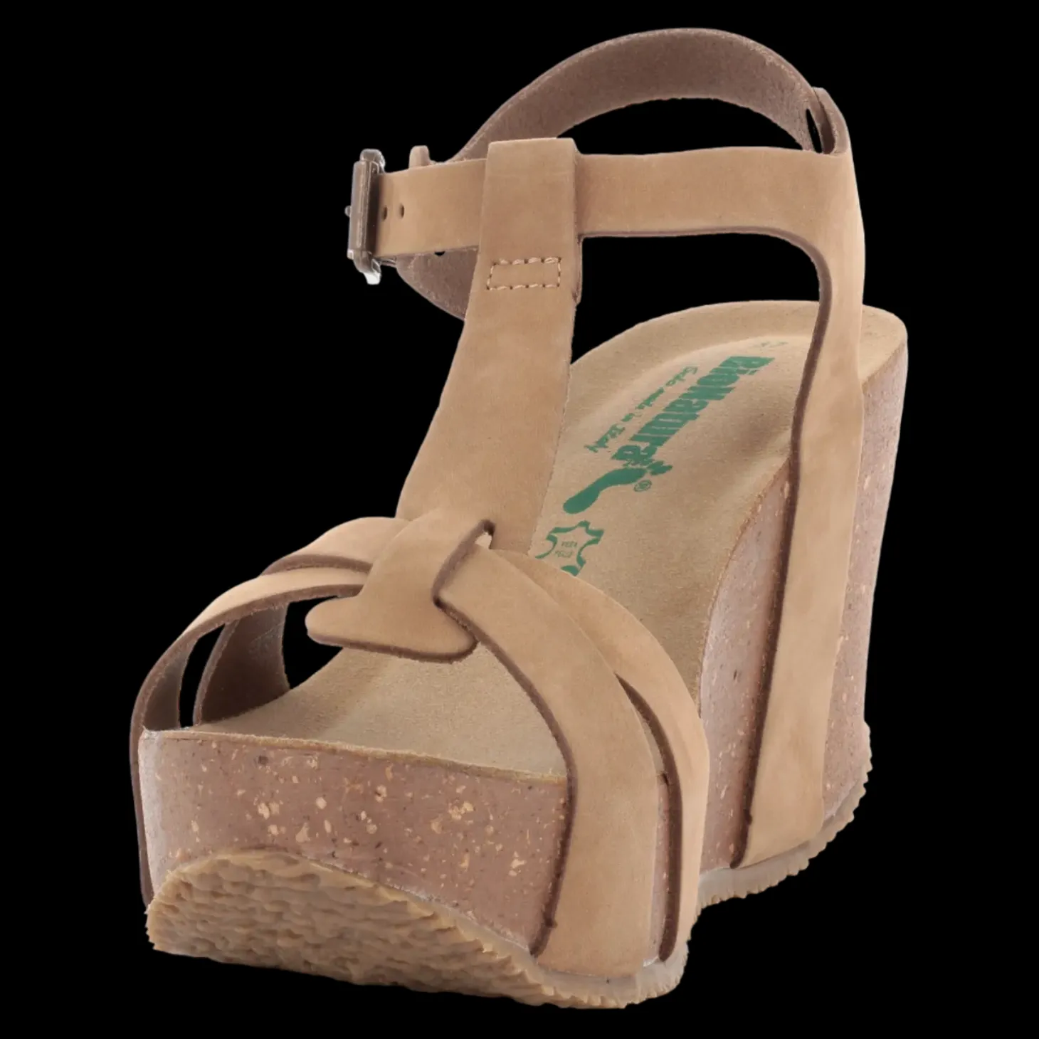 Bionatura Sandali Da Donna Con Zeppa Alta Tortora - 29A733