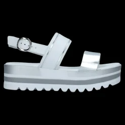 Nero Giardini Sandali Da Donna In Pelle Con Zeppa Argento - E218880D