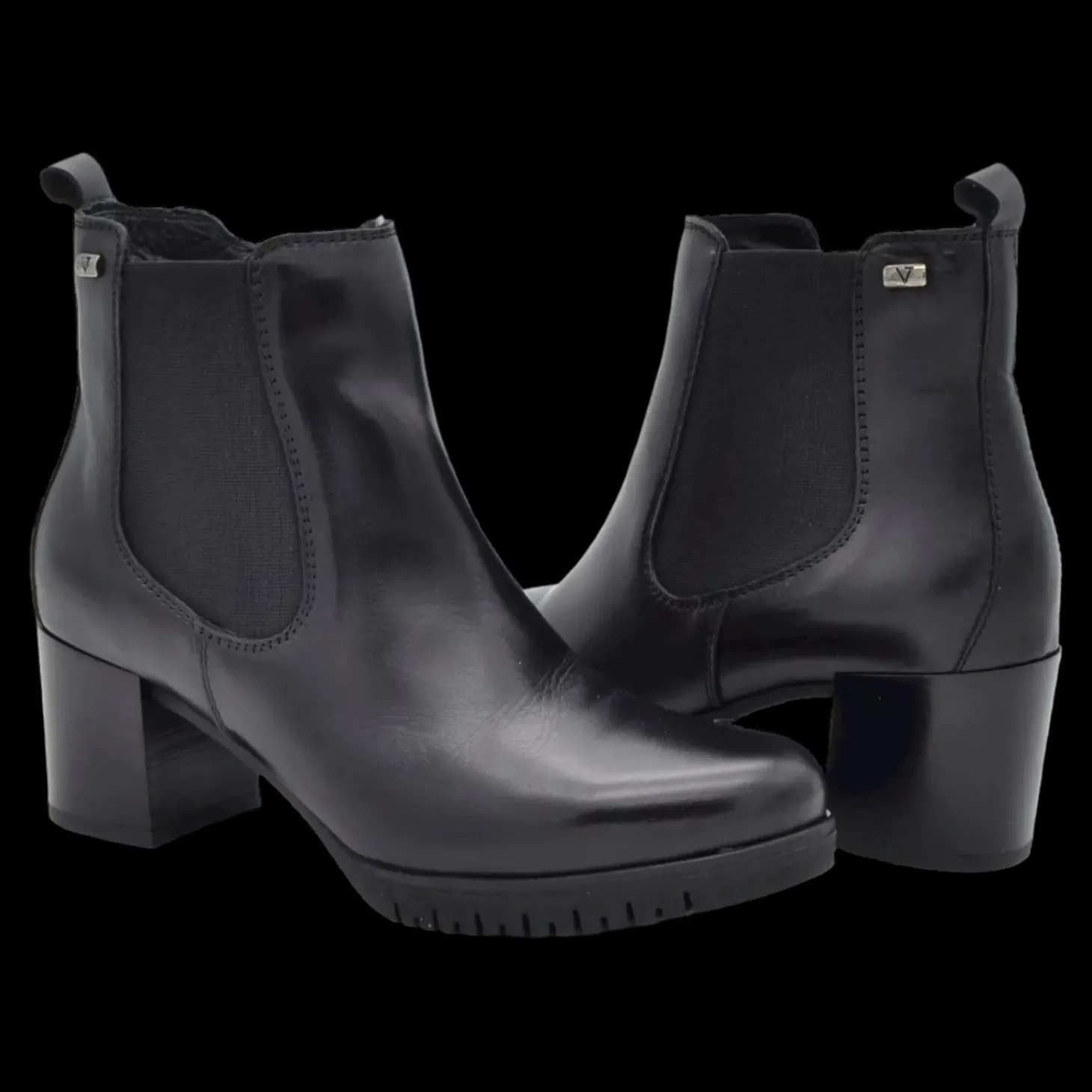 Valleverde Tronchetti Da Donna In Pelle Nero - 49354